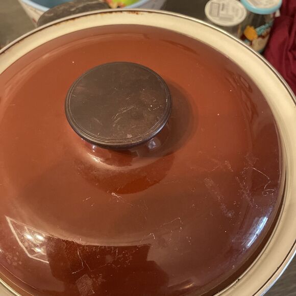 Vintage Sanko Ware Japan Country Flowers Porcelain Enamel Cookware Pot 9"x10" - Picture 7 of 10